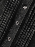 Cotton Vintage Washed Pleated Partial Button Tiered Mini Dress