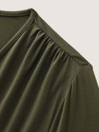 Supersoft Stretchy Solid Surplice Side Ruched T-Shirt