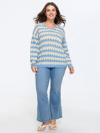 Wavy Stripe Hollow Hooded Pullover