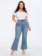 Stretchy Vintage Wash Floral Embroidery Bootcut Jeans
