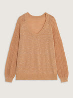 Texture Cut Out Raglan Sleeve Pullover