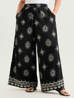 Boho Floral Print Wide Leg Pants