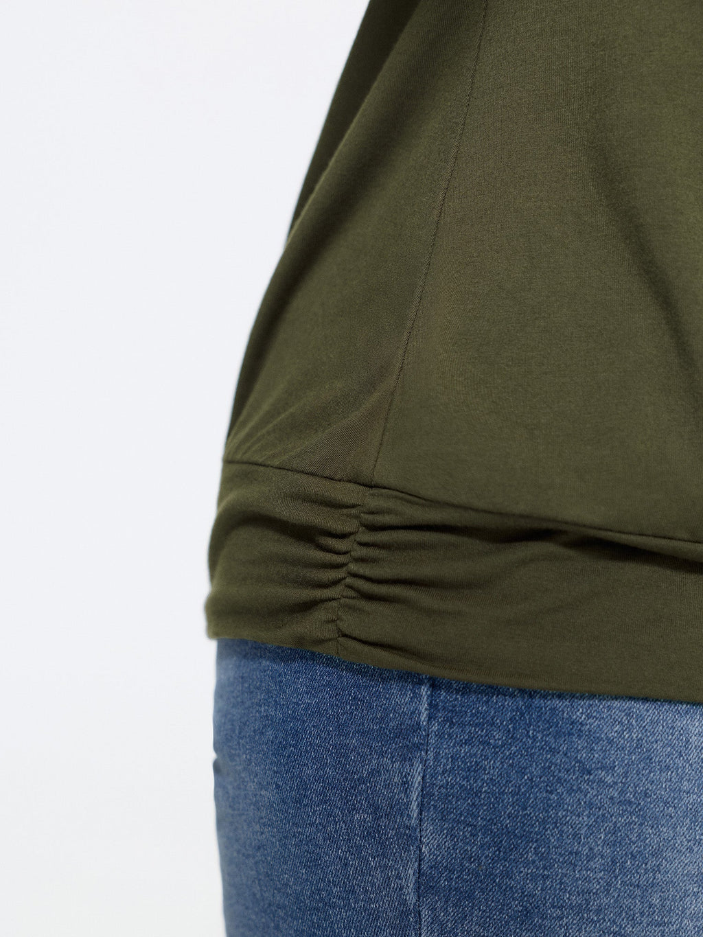 Supersoft Stretchy Solid Surplice Side Ruched T-Shirt