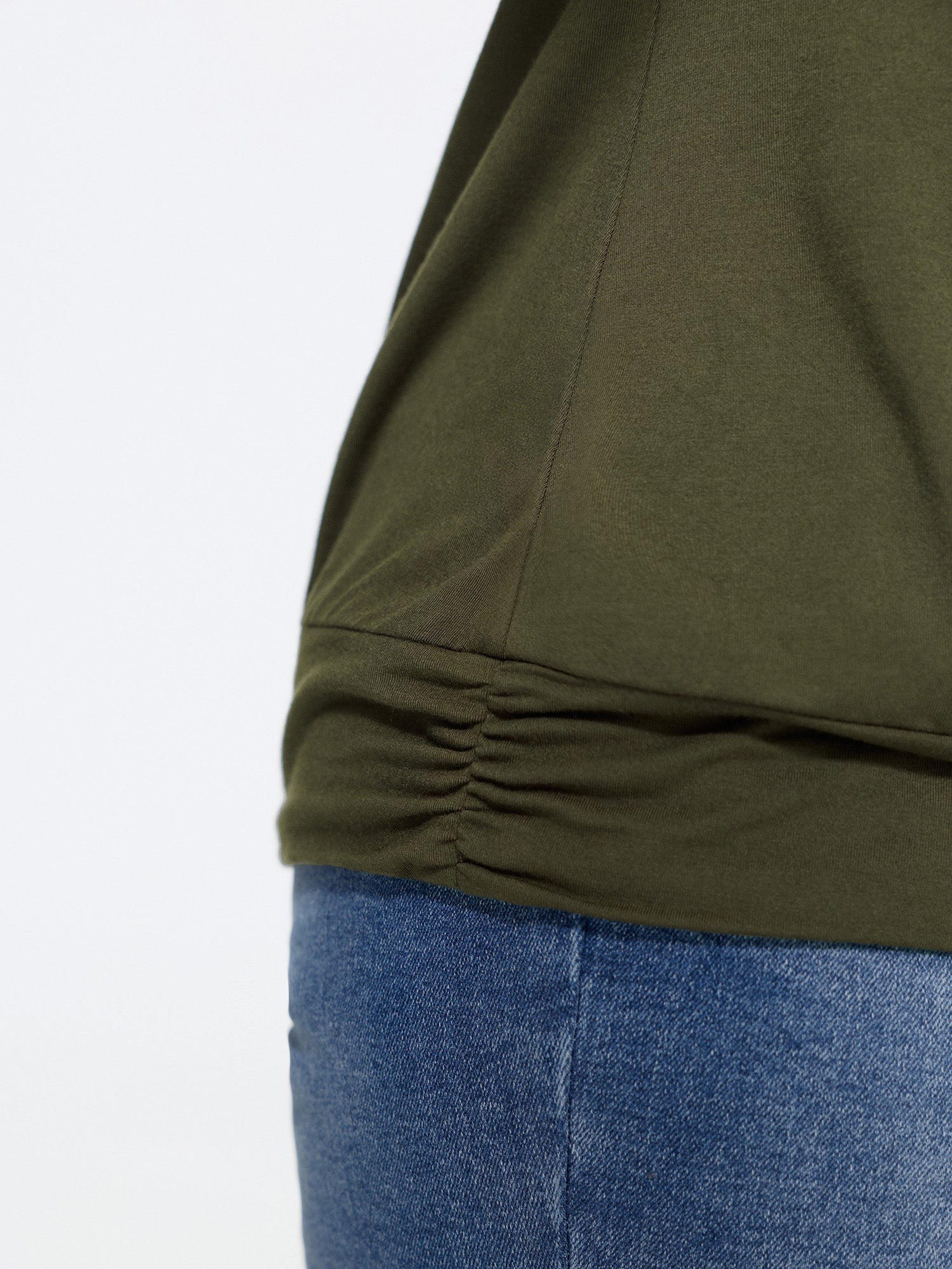 Supersoft Stretchy Solid Surplice Side Ruched T-Shirt
