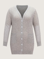 Heather Vertical Openwork Lightweight Long Cardigan