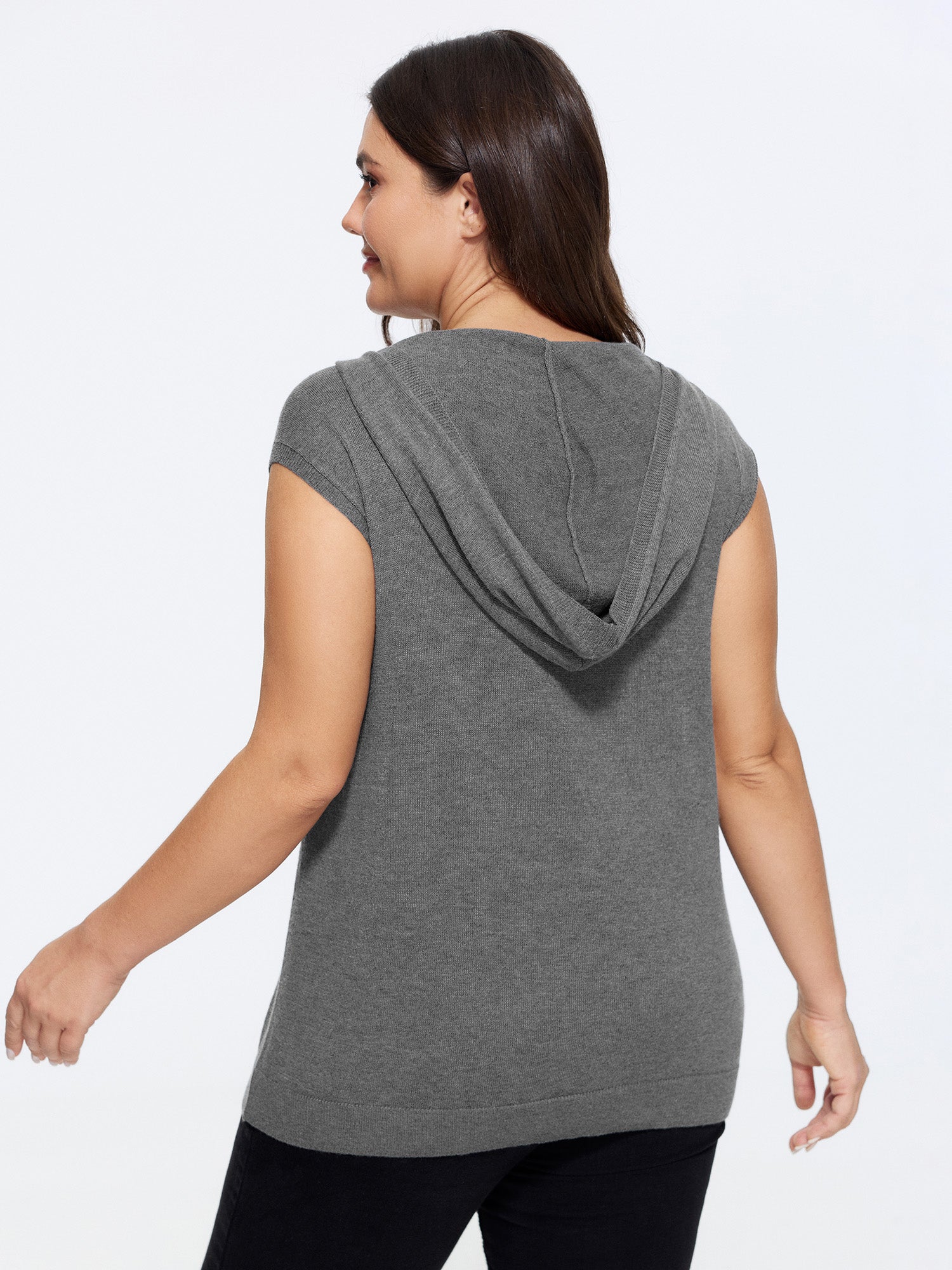 V Neck Hooded Pocket Sleeveless Sweater Vest