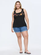 Supersoft Stretchy Floral Embroidered Tank Top