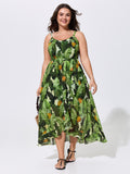 Breathabel Tropical Vacation Print Midi Dress
