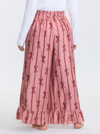 Bowknot Stripes Wide-Leg Lounge Bottoms