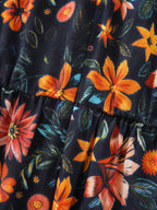 Floral Ruffle V Neck Wide Leg Jumpsuit