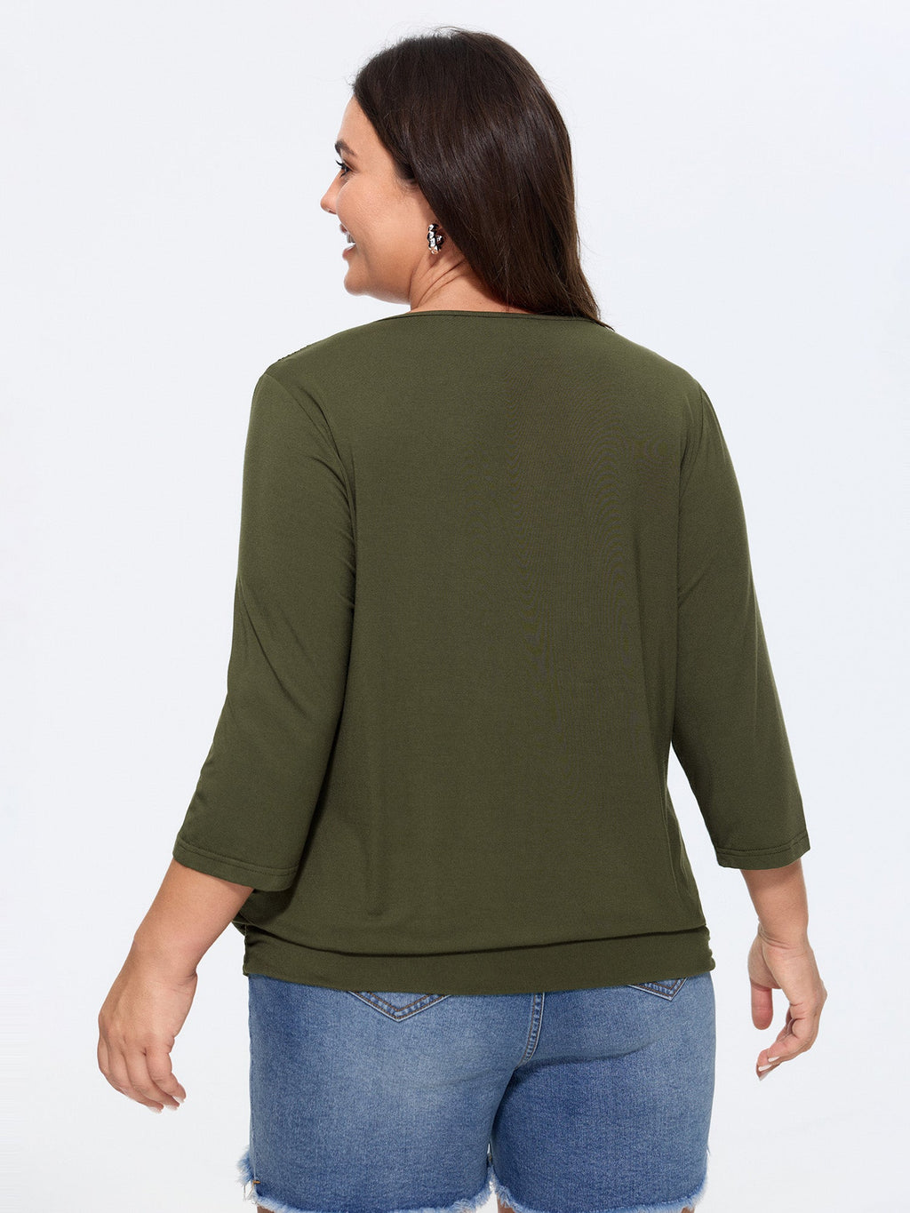 Supersoft Stretchy Solid Surplice Side Ruched T-Shirt