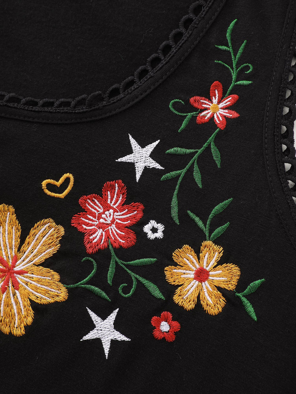 Supersoft Stretchy Floral Embroidered Tank Top
