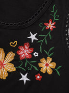 Supersoft Stretchy Floral Embroidered Tank Top
