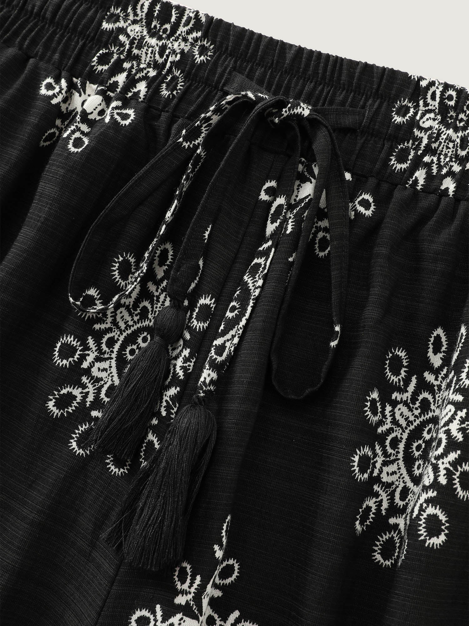 Boho Floral Print Wide Leg Pants