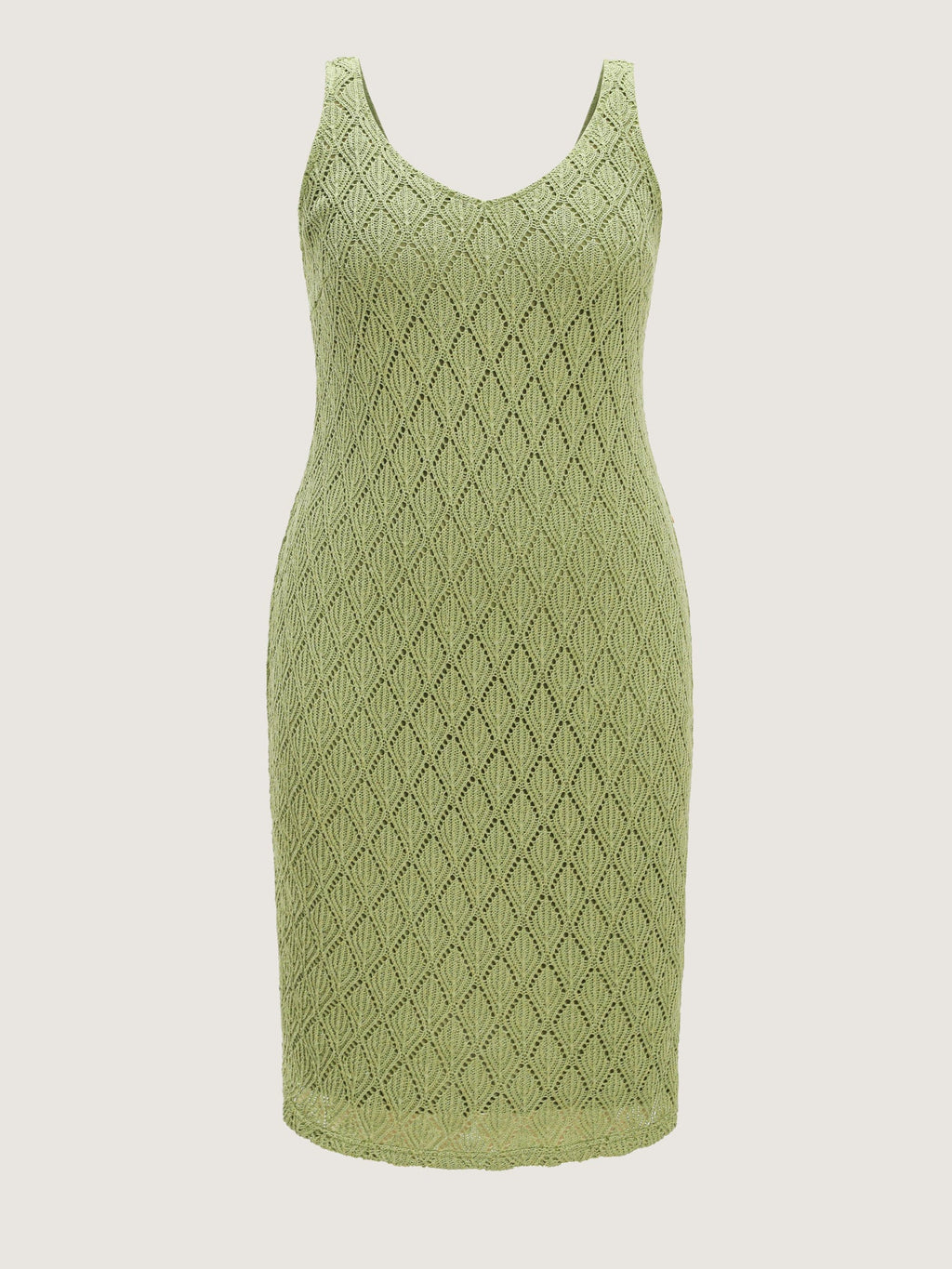 Textured Hollow Out Slim Fit Sleeveless Midi Dress