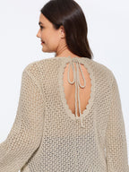 Sheer Hollow Out Back-Tie Cardigan