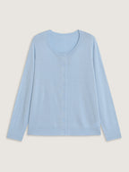 Classic Solid Crew Neck Button Down Knit Cardigan