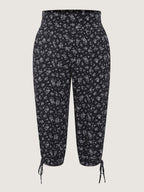 Ditsy Floral Print Drawstring Hem Jogger Pants