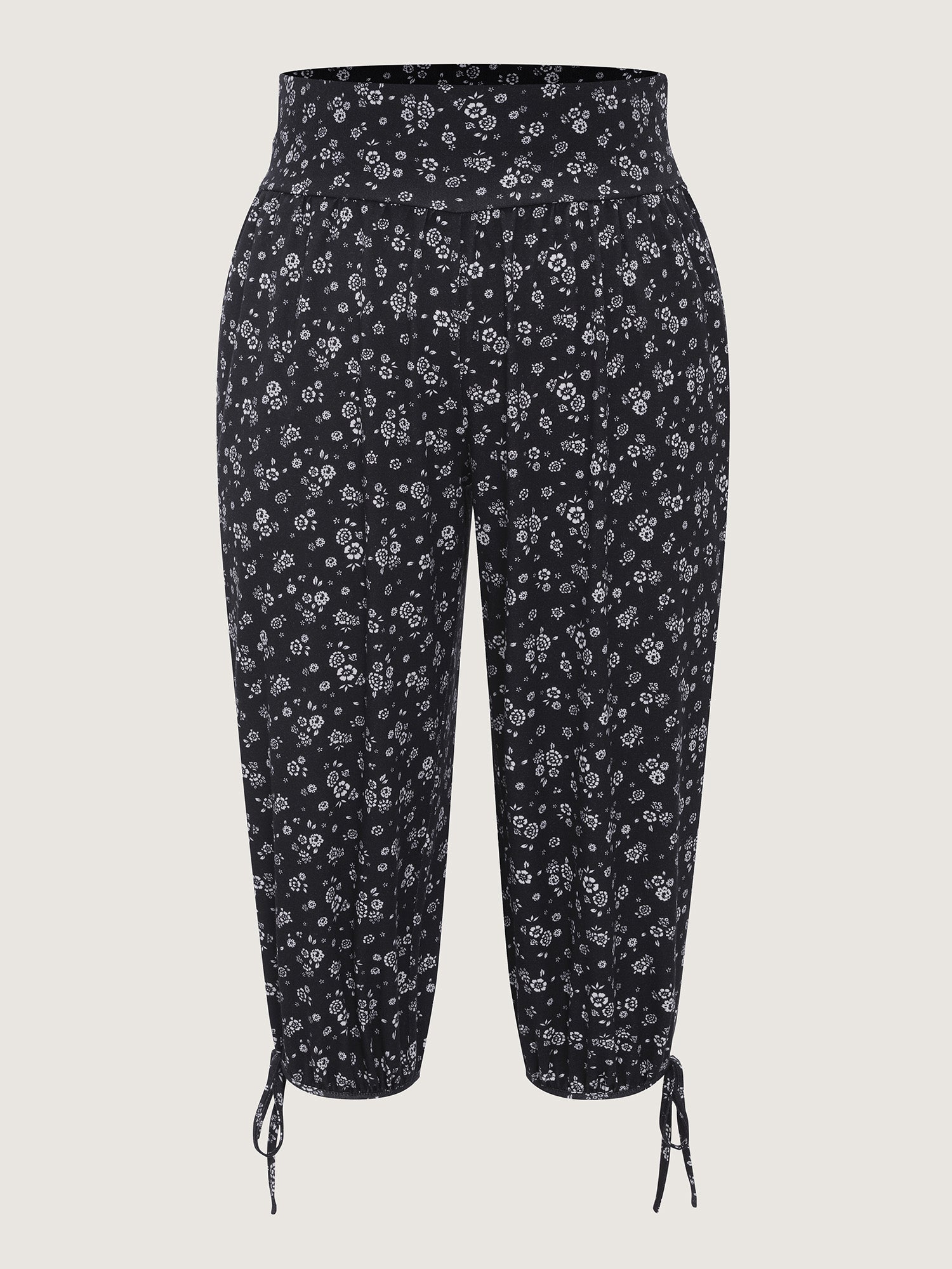 Ditsy Floral Print Drawstring Hem Jogger Pants
