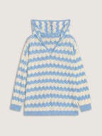 Wavy Stripe Hollow Hooded Pullover