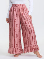 Bowknot Stripes Wide-Leg Lounge Bottoms
