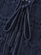 Hollow Out Scalloped Hem Front Tie Sweater Vest
