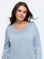 Classic Solid Crew Neck Button Down Knit Cardigan