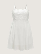 3D Floral Applique Square Cami Mini Dress