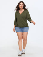 Supersoft Stretchy Solid Surplice Side Ruched T-Shirt