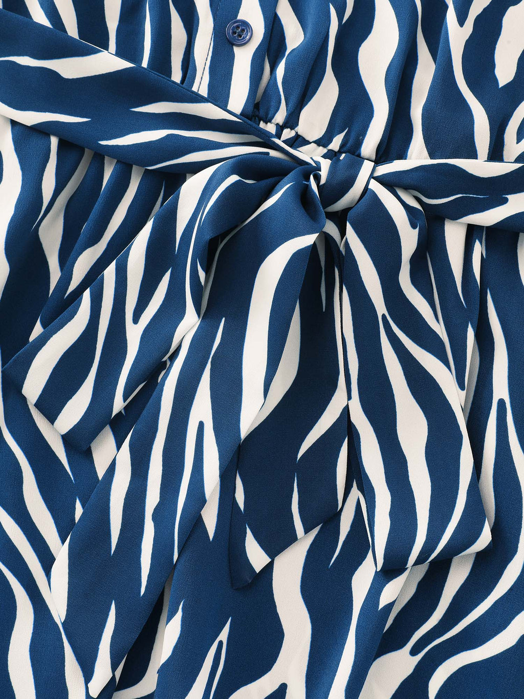Zebra Print Waist-Tie Midi Shirt Dress