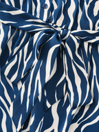Zebra Print Waist-Tie Midi Shirt Dress