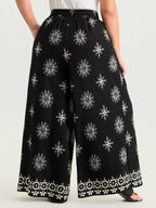 Boho Floral Print Wide Leg Pants