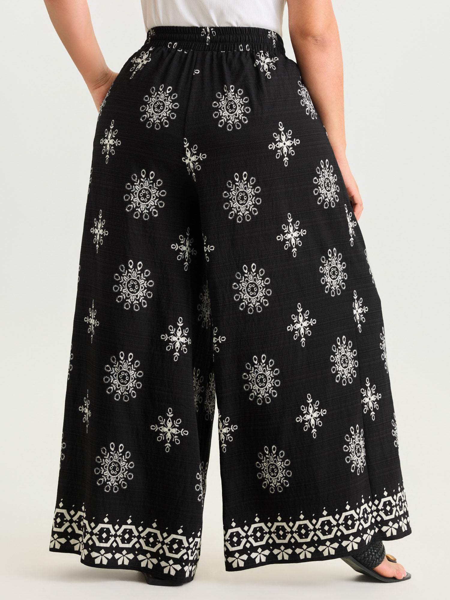 Boho Floral Print Wide Leg Pants
