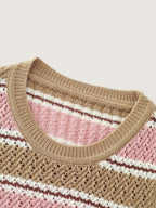 Striped Color-Block Sleeveless Sweater Vest