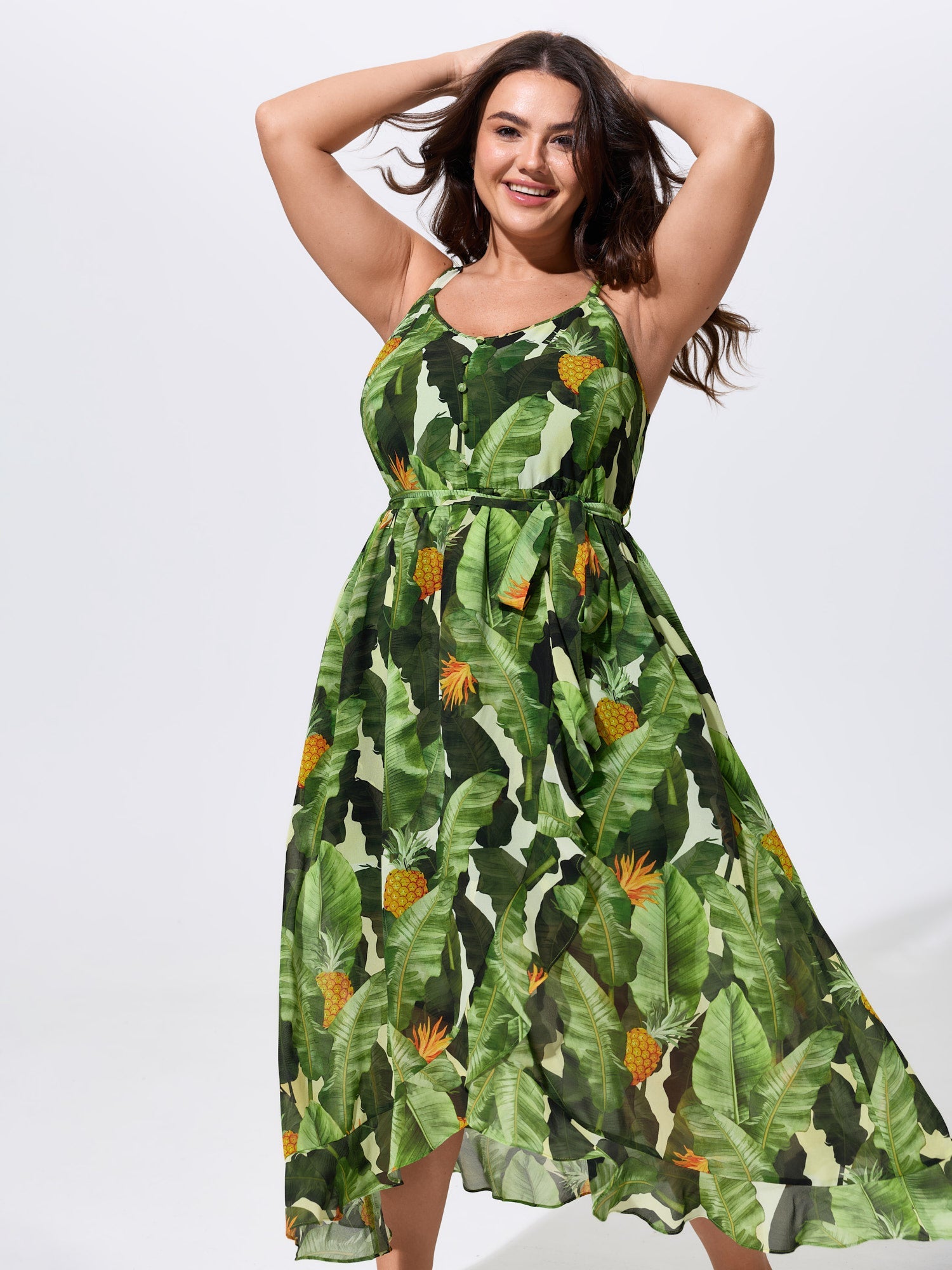 Breathabel Tropical Vacation Print Midi Dress