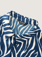 Zebra Print Waist-Tie Midi Shirt Dress