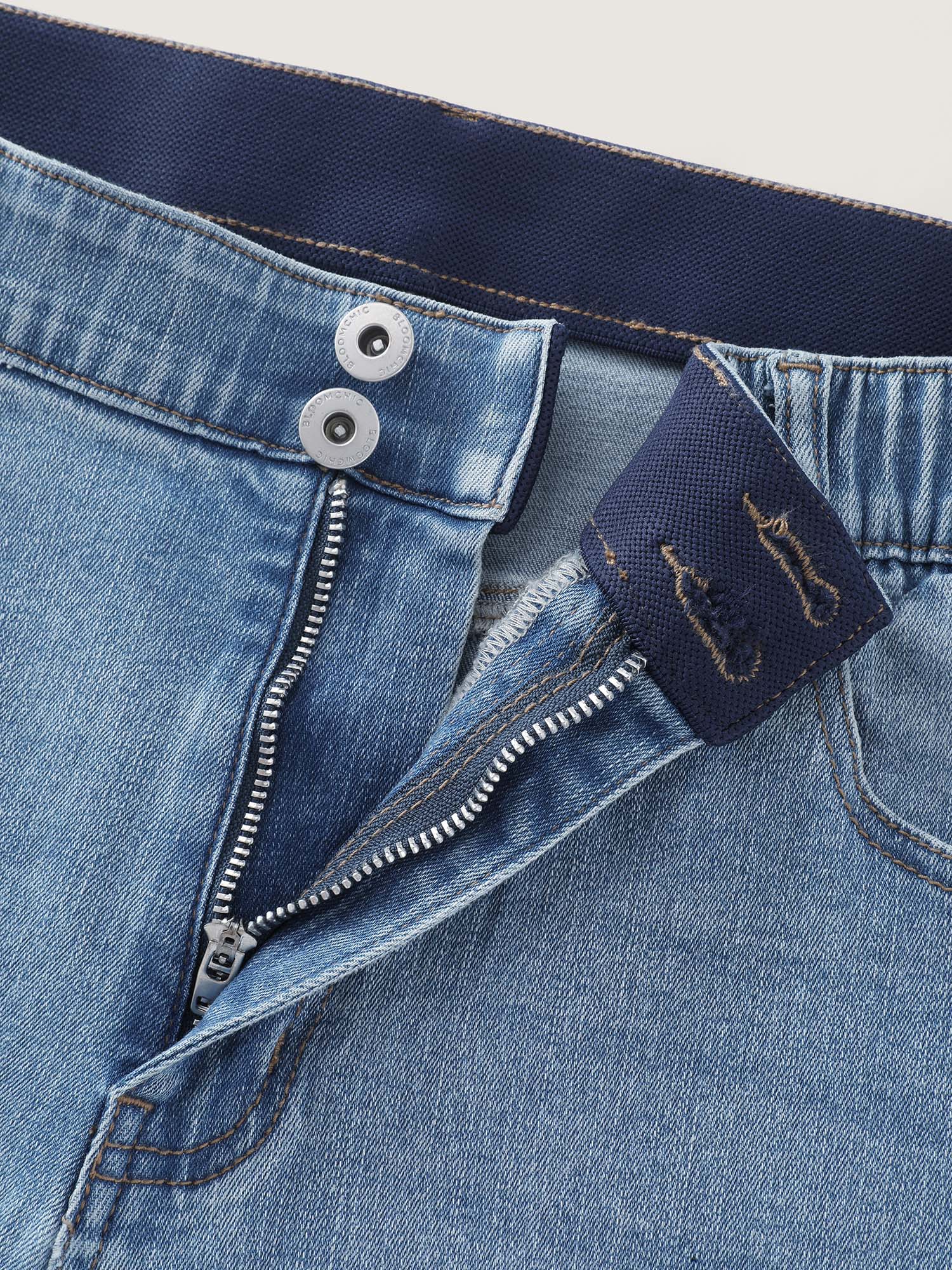 Stretchy Vintage Wash Floral Embroidery Bootcut Jeans