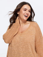 Texture Cut Out Raglan Sleeve Pullover