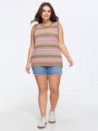 Striped Color-Block Sleeveless Sweater Vest
