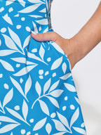 Leaf Print Crisscross Back Swim Dress