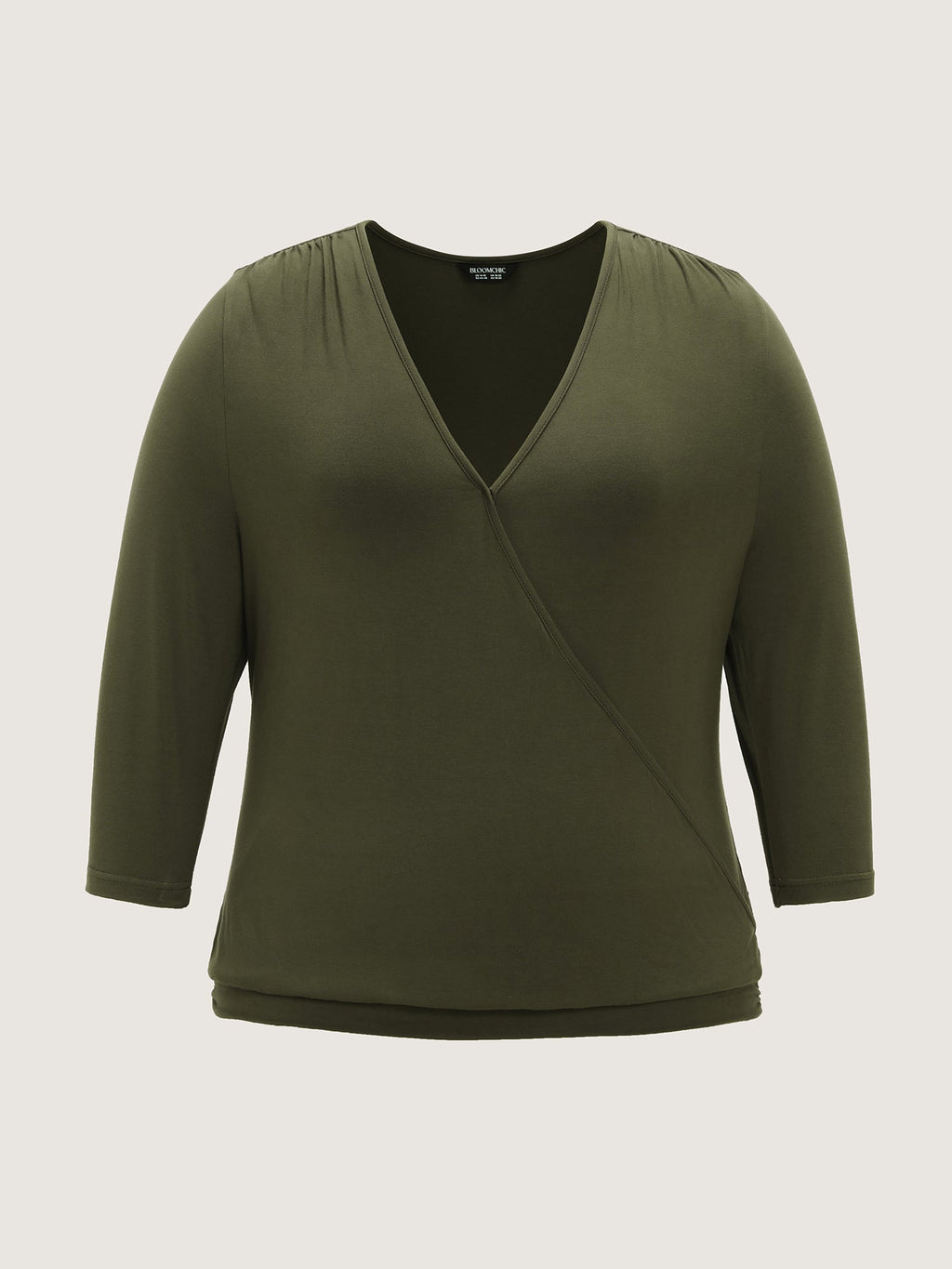 Supersoft Stretchy Solid Surplice Side Ruched T-Shirt