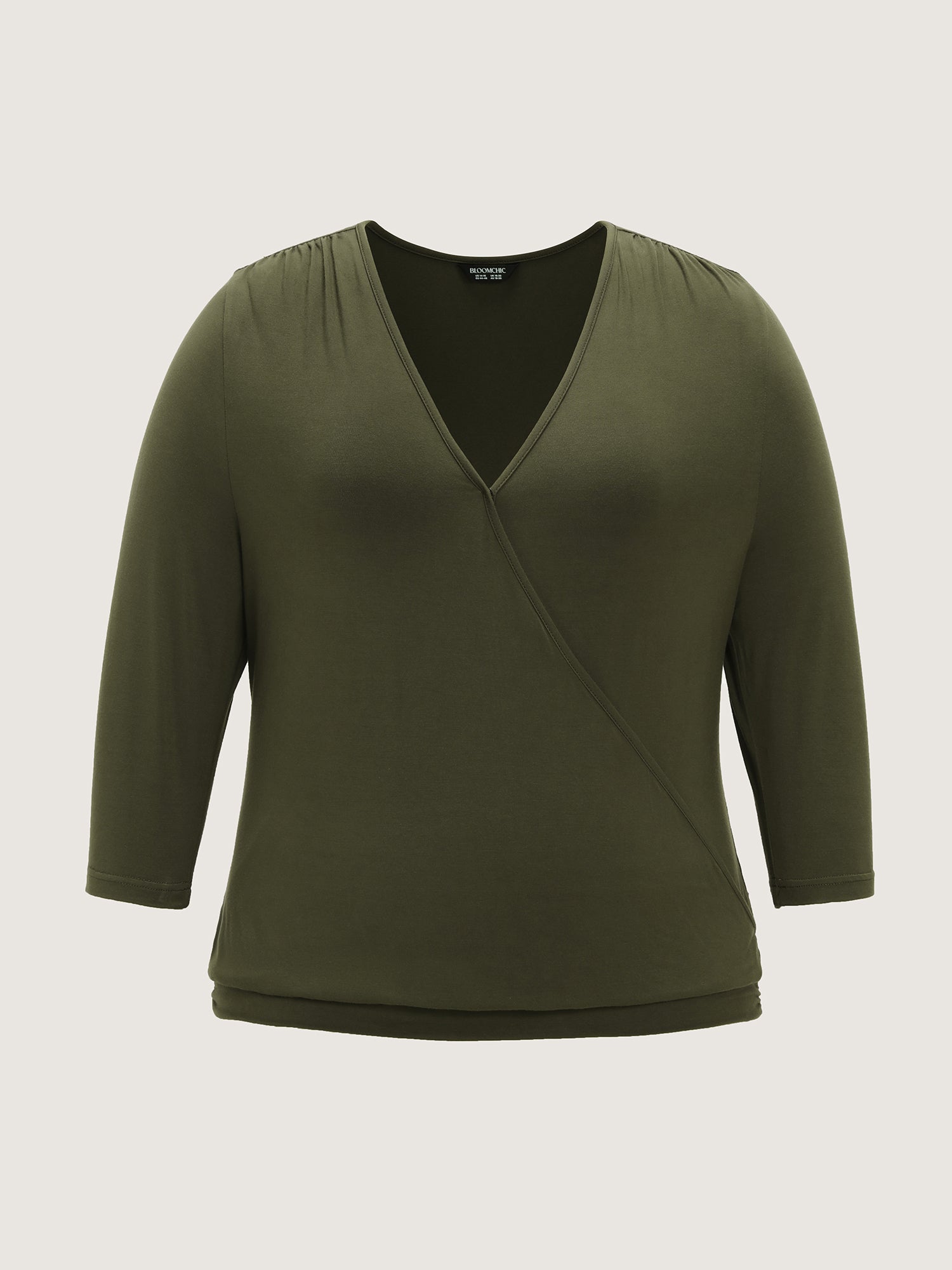 Supersoft Stretchy Solid Surplice Side Ruched T-Shirt