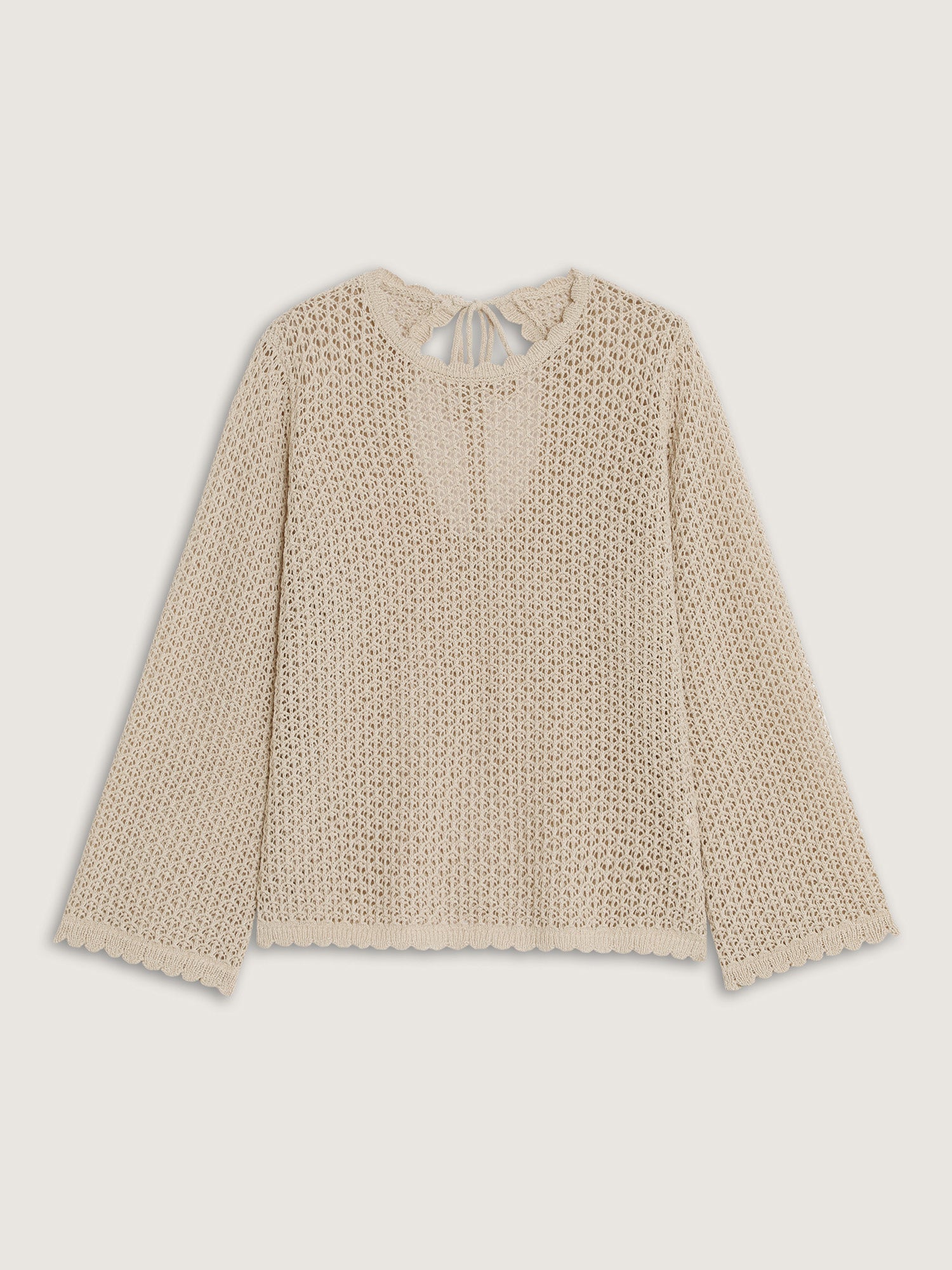 Sheer Hollow Out Back-Tie Cardigan