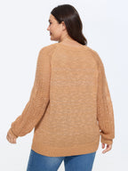 Texture Cut Out Raglan Sleeve Pullover